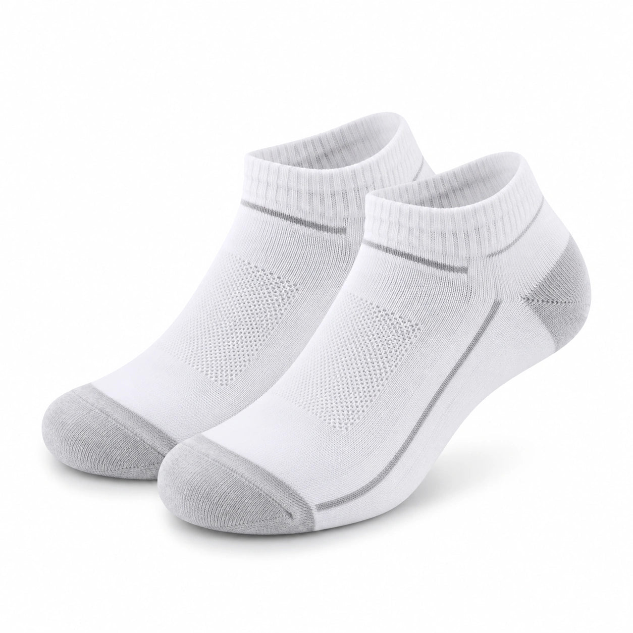 Chaussettes basses 35-38 en maille textile blanc gris pour sport respirantes