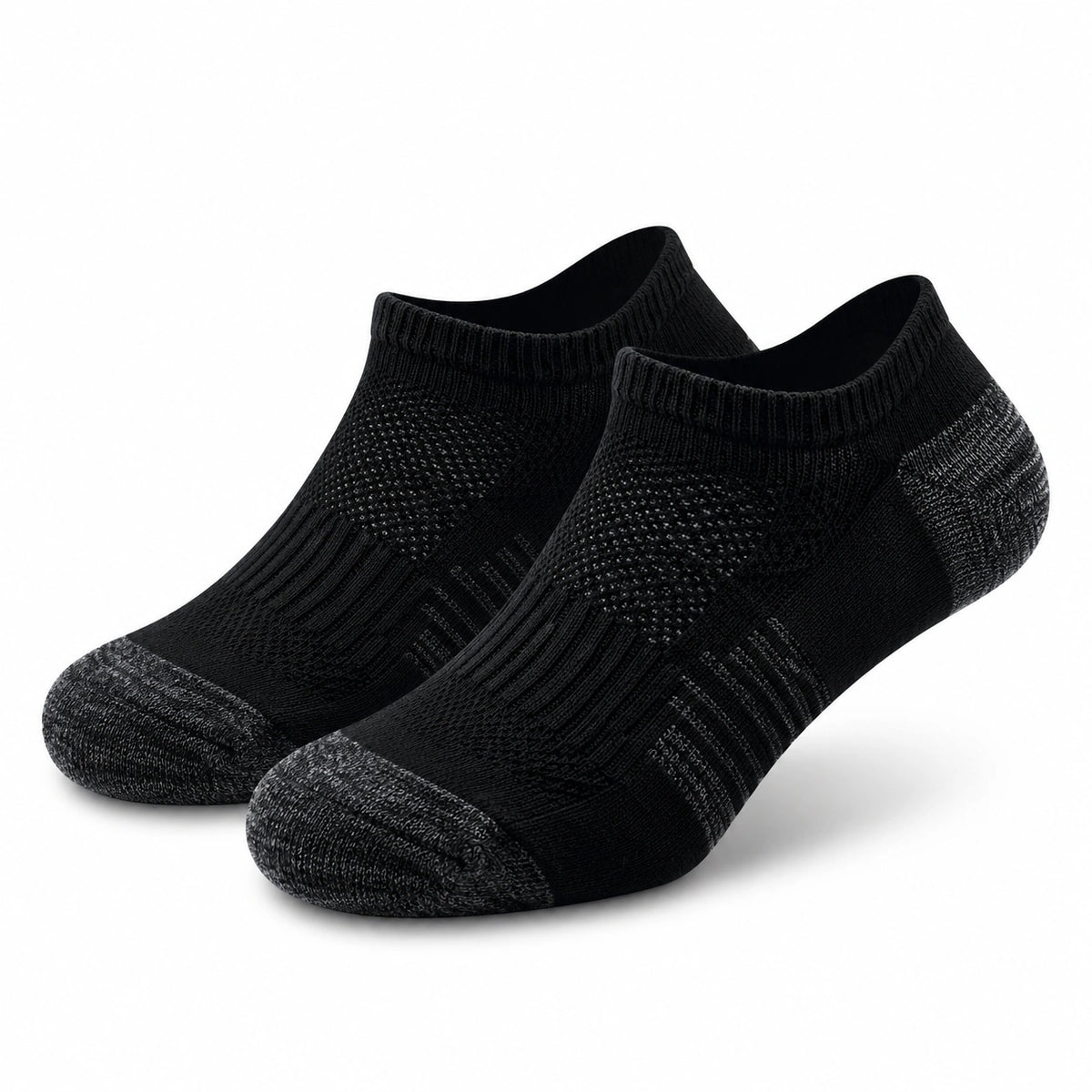 Chaussettes basses 39-42 en textile noir et gris pour sport avec maille respirante