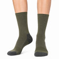 Chaussettes mi-mollet 35-38 en maille vert kaki et gris anthracite côtelées