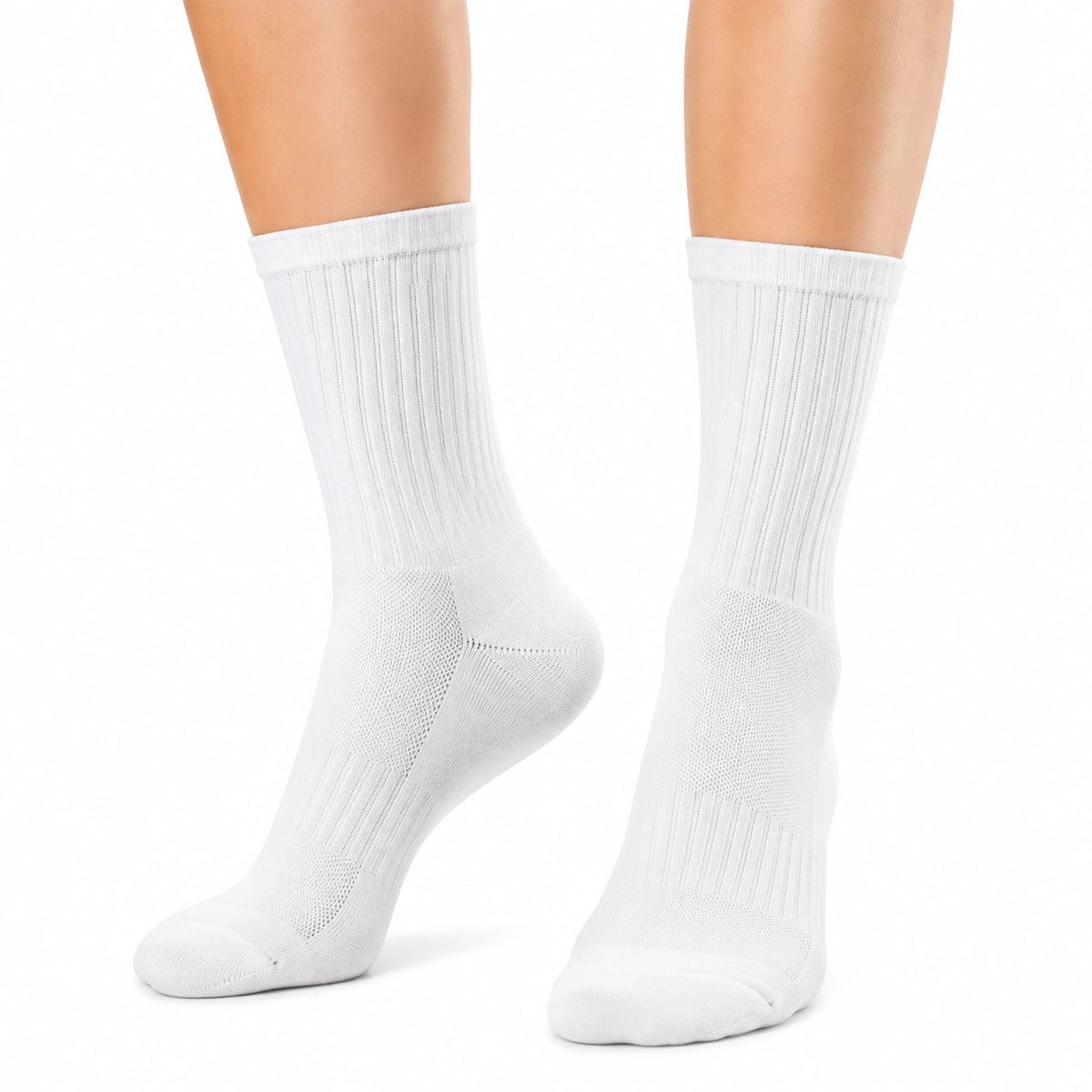 Chaussettes mi-mollet 39-42 blanches en maille côtelée respirante unisexe
