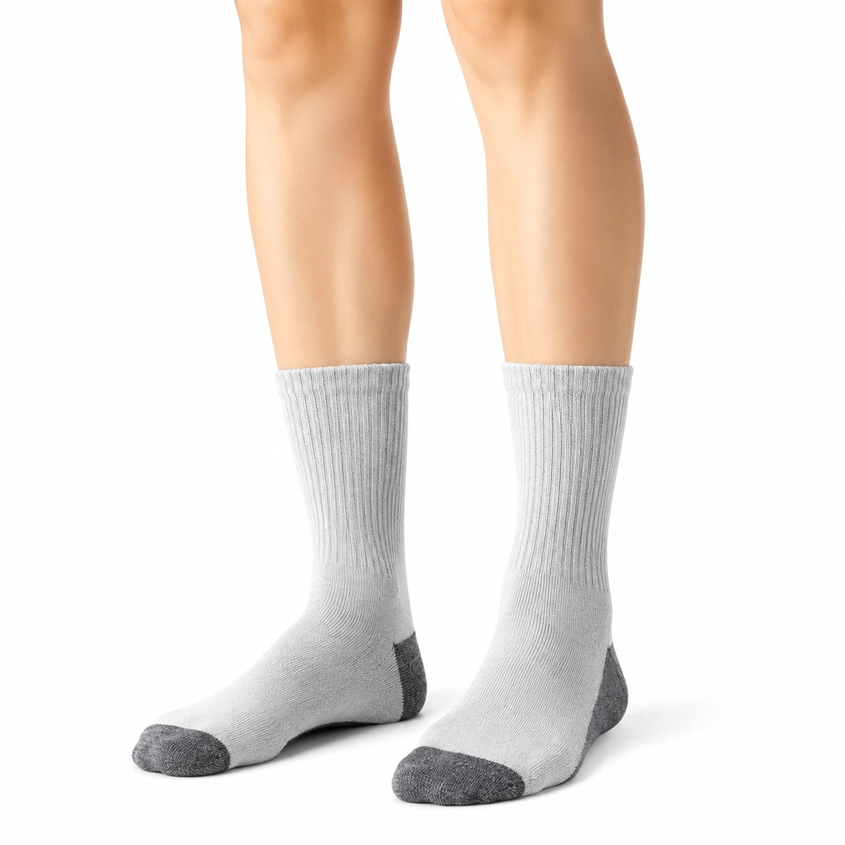 Chaussettes mi-mollet 43-46 en maille gris clair et gris foncé côtelées pour usage quotidien