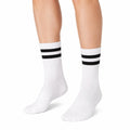 Chaussettes mi-mollet 43-46 blanches à rayures noires style sportif