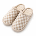 Chaussons 36/37 en textile beige et blanc à carreaux matelassés pour intérieur