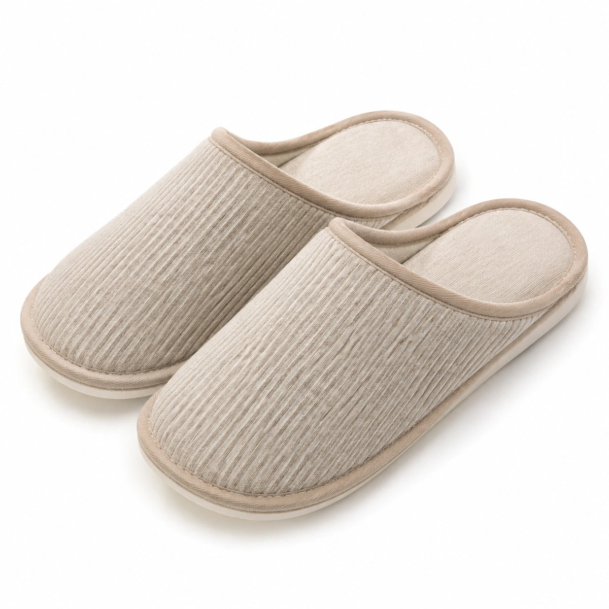 Chaussons d'intérieur 36/37 en textile côtelé beige à enfiler