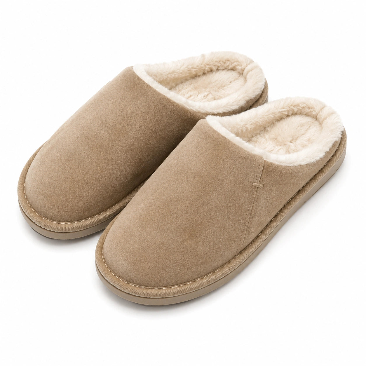 Chaussons 38/39 en suédine beige doublés imitation fourrure pour intérieur