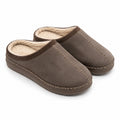 Chaussons mules 42/43 en textile effet suédine taupe doublure imitation mouton semelle antidérapante